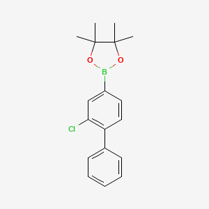 molecular formula C18H20BClO2 B8252713 2-(2-Chloro-[1,1'-biphenyl]-4-yl)-4,4,5,5-tetramethyl-1,3,2-dioxaborolane 