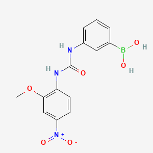 molecular formula C14H14BN3O6 B8252714 (3-(3-(2-Methoxy-4-nitrophenyl)ureido)phenyl)boronic acid 