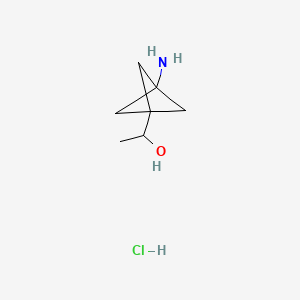molecular formula C7H14ClNO B8252754 1-(3-Aminobicyclo[1.1.1]pentan-1-yl)ethan-1-ol hydrochloride 