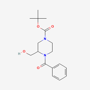 molecular formula C17H24N2O4 B8252907 tert-Butyl 4-benzoyl-3-(hydroxymethyl)piperazine-1-carboxylate 