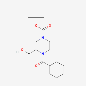 molecular formula C17H30N2O4 B8252941 tert-Butyl 4-(cyclohexanecarbonyl)-3-(hydroxymethyl)piperazine-1-carboxylate 