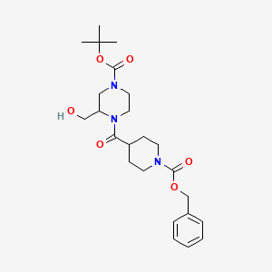 molecular formula C24H35N3O6 B8252951 tert-Butyl 4-(1-((benzyloxy)carbonyl)piperidine-4-carbonyl)-3-(hydroxymethyl)piperazine-1-carboxylate 