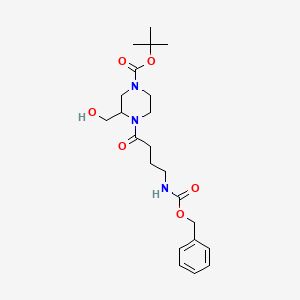 molecular formula C22H33N3O6 B8252952 tert-Butyl 4-(4-(((benzyloxy)carbonyl)amino)butanoyl)-3-(hydroxymethyl)piperazine-1-carboxylate 