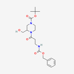 molecular formula C21H31N3O6 B8252957 tert-Butyl 4-(3-(((benzyloxy)carbonyl)amino)propanoyl)-3-(hydroxymethyl)piperazine-1-carboxylate 