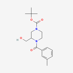 molecular formula C18H26N2O4 B8252965 tert-Butyl 3-(hydroxymethyl)-4-(3-methylbenzoyl)piperazine-1-carboxylate 