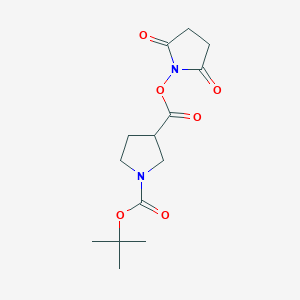 molecular formula C14H20N2O6 B8253016 1-tert-Butyl 3-(2,5-dioxopyrrolidin-1-yl) pyrrolidine-1,3-dicarboxylate 