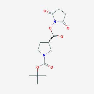 molecular formula C14H20N2O6 B8253024 (S)-1-tert-Butyl 3-(2,5-dioxopyrrolidin-1-yl) pyrrolidine-1,3-dicarboxylate 