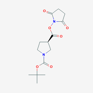 molecular formula C14H20N2O6 B8253029 (R)-1-tert-Butyl 3-(2,5-dioxopyrrolidin-1-yl) pyrrolidine-1,3-dicarboxylate 