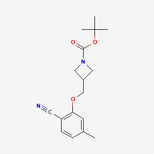 molecular formula C17H22N2O3 B8253197 tert-Butyl 3-((2-cyano-5-methylphenoxy)methyl)azetidine-1-carboxylate 