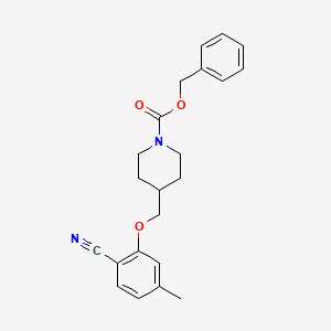 molecular formula C22H24N2O3 B8253213 Benzyl 4-((2-cyano-5-methylphenoxy)methyl)piperidine-1-carboxylate 