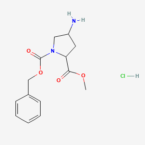 molecular formula C14H19ClN2O4 B8253215 Methyl (2S,4S)-1-Cbz-4-aminopyrrolidine-2-carboxylate HCl 