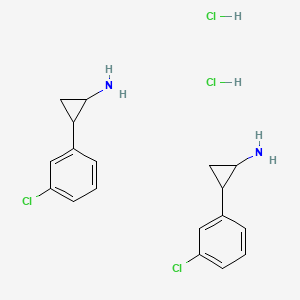 molecular formula C18H22Cl4N2 B8253245 2-(3-Chlorophenyl)cyclopropan-1-amine;dihydrochloride 