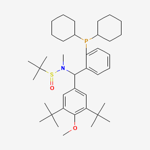 molecular formula C39H62NO2PS B8253274 (R)-N-[(R)-(3,5-Di-tert-butyl-4-methoxyphenyl)[2-(dicyclohexylphosphino)phenyl]methyl]-N,2-dimethylpropane-2-sulfinamide 