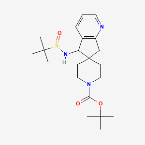 molecular formula C21H33N3O3S B8253336 (S)-1'-Boc-5-[[(R)-(tert-Butyl)sulfinyl]amino]-5,7-dihydrospiro[cyclopenta[b]pyridine-6,4'-piperidine] 
