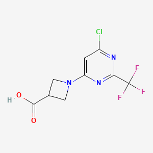 molecular formula C9H7ClF3N3O2 B8253394 1-[6-Chloro-2-(trifluoromethyl)pyrimidin-4-yl]azetidine-3-carboxylic acid 