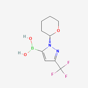 molecular formula C9H12BF3N2O3 B8254128 [2-[(2S)-oxan-2-yl]-5-(trifluoromethyl)pyrazol-3-yl]boronic acid 