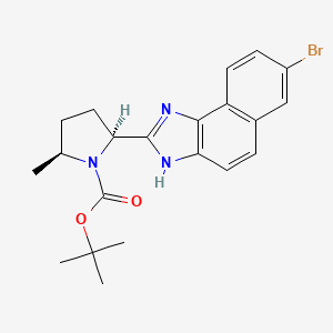 molecular formula C21H24BrN3O2 B8254421 tert-butyl (2S,5S)-2-(7-bromo-1H-naphtho[1,2-d]imidazol-2-yl)-5-methylpyrrolidine-1-carboxylate 