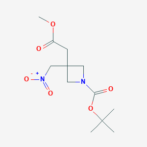 molecular formula C12H20N2O6 B8254493 tert-Butyl 3-(2-methoxy-2-oxoethyl)-3-(nitromethyl)azetidine-1-carboxylate 