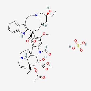 molecular formula C46H58N4O14S B8254675 methyl (1R,10S,11R,12R,19R)-11-acetyloxy-12-ethyl-4-[(13S,15S,17S)-17-ethyl-17-hydroxy-13-methoxycarbonyl-1,11-diazatetracyclo[13.3.1.04,12.05,10]nonadeca-4(12),5,7,9-tetraen-13-yl]-8-formyl-10-hydroxy-5-methoxy-8,16-diazapentacyclo[10.6.1.01,9.02,7.016,19]nonadeca-2,4,6,13-tetraene-10-carboxylate;sulfuric acid 