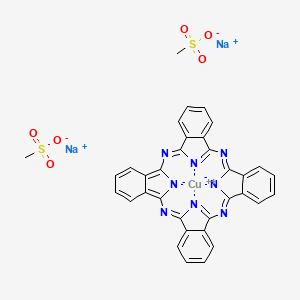molecular formula C34H22CuN8Na2O6S2 B8254691 Copper;disodium;2,11,20,29,37,39-hexaza-38,40-diazanidanonacyclo[28.6.1.13,10.112,19.121,28.04,9.013,18.022,27.031,36]tetraconta-1,3,5,7,9,11,13,15,17,19(39),20,22,24,26,28,30(37),31,33,35-nonadecaene;methanesulfonate 