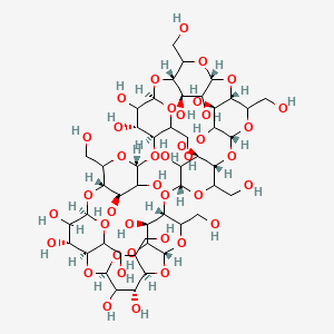 molecular formula C48H80O40 B8254724 (1S,3R,6S,8R,11S,13R,16S,18R,21S,23R,26S,28R,31S,33R,36S,38R,41R,43R,45R,47R,49R,51R,53R,55R)-5,10,15,20,25,30,35,40-octakis(hydroxymethyl)-2,4,7,9,12,14,17,19,22,24,27,29,32,34,37,39-hexadecaoxanonacyclo[36.2.2.23,6.28,11.213,16.218,21.223,26.228,31.233,36]hexapentacontane-41,42,43,44,45,46,47,48,49,50,51,52,53,54,55,56-hexadecol 