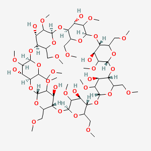 molecular formula C56H98O35 B8254730 (1S,3R,6S,8R,11S,13R,16S,18R,21S,23R,26S,28R,31S,33S,36S,38S,40S,42S,44S,46S,48S)-37,39,41,43,45,47,49-heptamethoxy-5,10,15,20,25,30,35-heptakis(methoxymethyl)-2,4,7,9,12,14,17,19,22,24,27,29,32,34-tetradecaoxaoctacyclo[31.2.2.23,6.28,11.213,16.218,21.223,26.228,31]nonatetracontane-36,38,40,42,44,46,48-heptol 