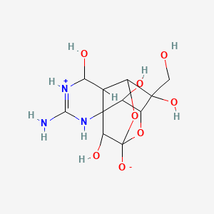 molecular formula C11H17N3O8 B8254792 3-Amino-5,12,13,14-tetrahydroxy-14-(hydroxymethyl)-8,10-dioxa-2-aza-4-azoniatetracyclo[7.3.1.17,11.01,6]tetradec-3-en-9-olate 