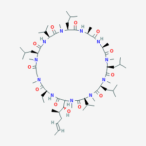 molecular formula C62H111N11O12 B8254910 cyclo[Abu-Sar-N(Me)Leu-Val-N(Me)Leu-Ala-Ala-N(Me)Leu-N(Me)Leu-N(Me)Val-N(Me)Bmt(E)] 