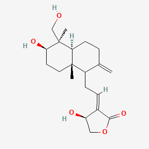 molecular formula C20H30O5 B8254982 (3E,4S)-3-[2-[(4aS,5R,6R,8aS)-6-hydroxy-5-(hydroxymethyl)-5,8a-dimethyl-2-methylidene-3,4,4a,6,7,8-hexahydro-1H-naphthalen-1-yl]ethylidene]-4-hydroxyoxolan-2-one 