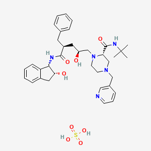 (2S)-1-[(2S,4S)-4-benzyl-2-hydroxy-5-[[(1S,2R)-2-hydroxy-2,3-dihydro-1H-inden-1-yl]amino]-5-oxopentyl]-N-tert-butyl-4-(pyridin-3-ylmethyl)piperazine-2-carboxamide;sulfuric acid