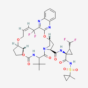 (1R,14E,18R,22R,26S,29S)-26-tert-butyl-N-[(1R,2R)-2-(difluoromethyl)-1-{[(1-methylcyclopropyl)sulfonyl]carbamoyl}cyclopropyl]-13,13-difluoro-24,27-dioxo-2,17,23-trioxa-4,11,25,28-tetraazapentacyclo[26.2.1.0^{3,12}.0^{5,10}.0^{18,22}]hentriaconta-3(12),4,6,8,10,14-hexaene-29-carboxamide