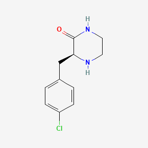 molecular formula C11H13ClN2O B8255309 2-Piperazinone, 3-[(4-chlorophenyl)methyl]-, (3S)- CAS No. 1240590-34-4