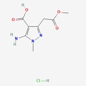 molecular formula C8H12ClN3O4 B8255317 5-Amino-3-(2-methoxy-2-oxoethyl)-1-methyl-1H-pyrazole-4-carboxylic Acid Hydrochloride 