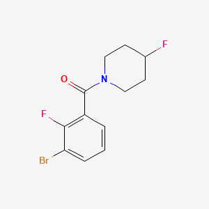 molecular formula C12H12BrF2NO B8255417 (3-Bromo-2-fluorophenyl)(4-fluoropiperidin-1-yl)methanone 