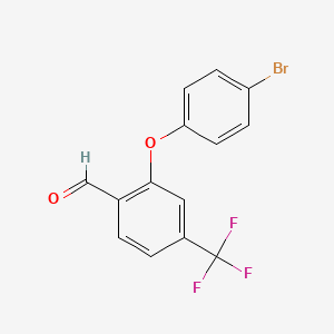 molecular formula C14H8BrF3O2 B8255442 2-(4-Bromophenoxy)-4-(trifluoromethyl)benzaldehyde 