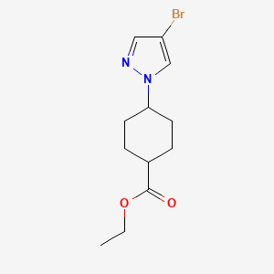 molecular formula C12H17BrN2O2 B8255445 ethyl 4-(4-bromo-1H-pyrazol-1-yl)cyclohexanecarboxylate 
