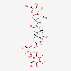molecular formula C48H82O19 B8255509 (2S,3R,4S,5S,6R)-2-[(2R,3R,4S,5S,6R)-2-[[(3S,5R,6R,8R,9R,10R,12R,13R,14R,17S)-6,12-dihydroxy-4,4,8,10,14-pentamethyl-17-[6-methyl-2-[(2S,3R,4S,5S,6R)-3,4,5-trihydroxy-6-(hydroxymethyl)oxan-2-yl]oxyhept-5-en-2-yl]-2,3,5,6,7,9,11,12,13,15,16,17-dodecahydro-1H-cyclopenta[a]phenanthren-3-yl]oxy]-4,5-dihydroxy-6-(hydroxymethyl)oxan-3-yl]oxy-6-(hydroxymethyl)oxane-3,4,5-triol 