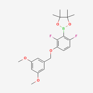 molecular formula C21H25BF2O5 B8255571 2-(3-((3,5-Dimethoxybenzyl)oxy)-2,6-difluorophenyl)-4,4,5,5-tetramethyl-1,3,2-dioxaborolane 