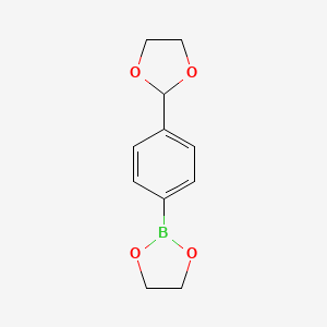 molecular formula C11H13BO4 B8255579 2-(4-(1,3-Dioxolan-2-yl)phenyl)-1,3,2-dioxaborolane 