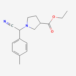molecular formula C16H20N2O2 B8255811 Ethyl 1-[cyano-(4-methylphenyl)methyl]pyrrolidine-3-carboxylate 