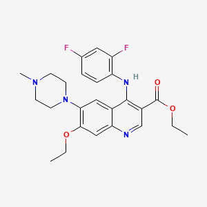 molecular formula C25H28F2N4O3 B8255865 Ethyl 4-(2,4-difluoroanilino)-7-ethoxy-6-(4-methylpiperazin-1-yl)quinoline-3-carboxylate 