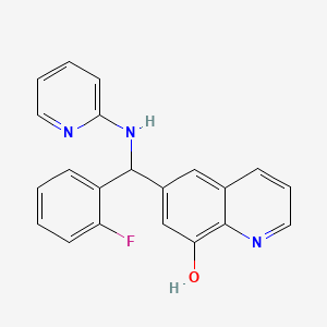 molecular formula C21H16FN3O B8255888 6-[(2-Fluorophenyl)-(pyridin-2-ylamino)methyl]quinolin-8-ol 