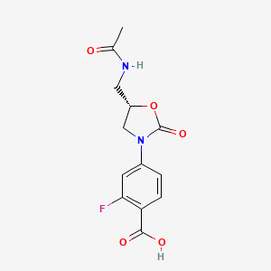 molecular formula C13H13FN2O5 B8256006 4-[(5S)-5-(acetamidomethyl)-2-oxo-1,3-oxazolidin-3-yl]-2-fluorobenzoic acid 
