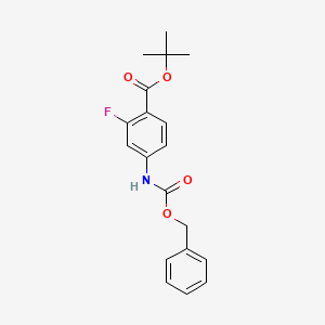 molecular formula C19H20FNO4 B8256017 Tert-butyl 4-benzyloxycarbonylamino-2-fluoro-benzoate 