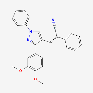 molecular formula C26H21N3O2 B8256025 3-[3-(3,4-Dimethoxyphenyl)-1-phenylpyrazol-4-yl]-2-phenylprop-2-enenitrile 