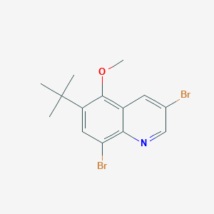 molecular formula C14H15Br2NO B8256069 3,8-Dibromo-6-(tert-butyl)-5-methoxyquinoline 