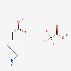molecular formula C12H18F3NO4 B8256156 Ethyl 2-(2-azaspiro[3.3]heptan-6-yl)acetate;2,2,2-trifluoroacetic acid 