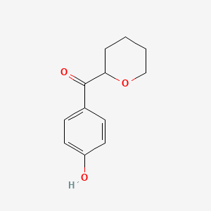 molecular formula C12H14O3 B8256229 (4-Hydroxyphenyl)-(oxan-2-yl)methanone 