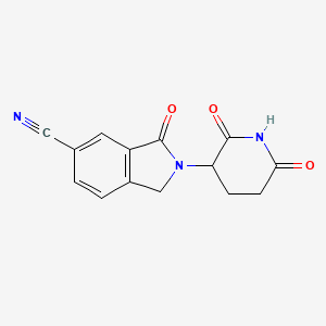 molecular formula C14H11N3O3 B8256263 2-(2,6-dioxopiperidin-3-yl)-3-oxo-1H-isoindole-5-carbonitrile 