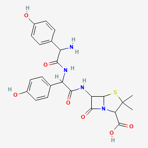 molecular formula C24H26N4O7S B8256304 3,3-Dimethyl-6-[alpha-oxo-beta-(alpha-oxo-beta-amino-4-hydroxyphenethylamino)-4-hydroxyphenethylamino]-7-oxo-4-thia-1-azabicyclo[3.2.0]heptane-2-carboxylic acid 